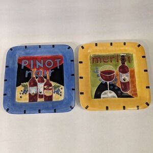 Certified International Jennifer Brinley Wine Appetizer Plates Set of 2 Square